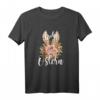 Frohe Ostern Damen T-Shirt im floralen Leo Look mit Hasenmotiv – Perfektes Osteroutfit & Geschenkidee für Frauen