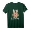 Frohe Ostern Damen T-Shirt im floralen Leo Look mit Hasenmotiv – Perfektes Osteroutfit & Geschenkidee für Frauen