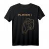 Player 1 Jahrestagsgeschenk Für Ihn - Partnerlook T-Shirt mit Controller Motiv für Gamer und Zocker Paare