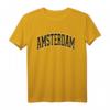 Amsterdam Netherlands Varsity Style Black Text T-Shirt – Klassisch geschnitten, Niederländischer Stadt-Style