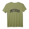 Amsterdam Netherlands Varsity Style Black Text T-Shirt – Klassisch geschnitten, Niederländischer Stadt-Style