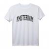 Amsterdam Netherlands Varsity Style Black Text T-Shirt – Klassisch geschnitten, Niederländischer Stadt-Style
