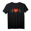 Mazedonien Herz Flagge T-Shirt mit EKG Herzschlag – Stolzes Land Geschenk für Mazedonien Liebhaber, Damen, Herren & Kinder