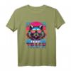 Lustiges Retro Waschbär T-Shirt im 80er & 90er Neon-Design - Vintage Synthwave Tier Shirt für Partygänger