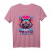 Lustiges Retro Waschbär T-Shirt im 80er & 90er Neon-Design - Vintage Synthwave Tier Shirt für Partygänger