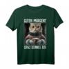 Guten Morgen? Ganz dünnes Eis! Lustiges Kaffee Spruch T-Shirt mit Katze für Morgenmuffel, Nachtschichtarbeiter & humorvolle Geschenke