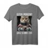Guten Morgen? Ganz dünnes Eis! Lustiges Kaffee Spruch T-Shirt mit Katze für Morgenmuffel, Nachtschichtarbeiter & humorvolle Geschenke