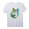 Buntes Wölfe-Liebhaber T-Shirt mit Aquarellwolfkopf – Perfektes Geschenk für Natur-, Kunst- und Outdoor-Fans