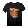 Lustiges Herren T-Shirt mit künstlichen, realistischen Bauchmuskeln – Fantastisches Fitnessstudio-Geschenk