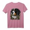 Süßer Berner Sennenhund mit Blumenmuster - Sommerliches T-Shirt für Hundeliebhaber, Damen & Kinder, perfekt für Berner Sennenhund Fans
