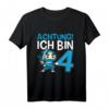 Kinder Ninja 4. Geburtstag - Achtung Ich bin Vier T-Shirt, lustiges Geschenk für Geburtstagskinder, Ninja Fans & Kinderparty