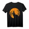 Schwarze Katze mit Vollmond-Motiv für Halloween - Lustiges Kostüm-T-Shirt für Damen, Herren und Kinder als Last-Minute-Outfit & Geschenk