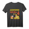 Kinder Bagger T-Shirt Achtung! Ich bin 4 Abrissbirne Kran Geburtstag - Lustiges Geschenk für Jungen zum 4. Geburtstag, ideal für Kinder, die Baustellen lieben