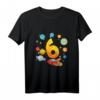 Kinder 6. Geburtstag Rakete Shirt Weltraum für Jungen - Geschenkidee mit Planeten und fliegender Rakete für den Kindergeburtstag