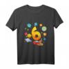 Kinder 6. Geburtstag Rakete Shirt Weltraum für Jungen - Geschenkidee mit Planeten und fliegender Rakete für den Kindergeburtstag
