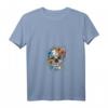 Damen Totenkopf Tattoo Schädel Blumen Frauen Motiv T-Shirt mit V-Ausschnitt – Perfekt für Halloween, Geburtstag & Grusel-Fans