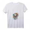 Damen Totenkopf Tattoo Schädel Blumen Frauen Motiv T-Shirt mit V-Ausschnitt – Perfekt für Halloween, Geburtstag & Grusel-Fans