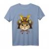 Japanisches Samurai-Katzen T-Shirt mit Kirschblüten – Perfekt für Katzen-, Anime- und Kampfsportfans im japanischen Stil