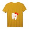 Damen Zahn Mit Gesicht und Schleife T-Shirt mit V-Ausschnitt – Lustiges Zahnärztet-Shirt für Zahnarzt, Helfer & Praxisteam