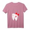 Damen Zahn Mit Gesicht und Schleife T-Shirt mit V-Ausschnitt – Lustiges Zahnärztet-Shirt für Zahnarzt, Helfer & Praxisteam