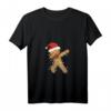 Damen Dabbing Lebkuchenmann in Weihnachtsmannmütze - Lustiges Weihnachts T-Shirt mit V-Ausschnitt für Festtage