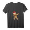 Damen Dabbing Lebkuchenmann in Weihnachtsmannmütze - Lustiges Weihnachts T-Shirt mit V-Ausschnitt für Festtage