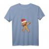 Damen Dabbing Lebkuchenmann in Weihnachtsmannmütze - Lustiges Weihnachts T-Shirt mit V-Ausschnitt für Festtage