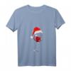 Damen Weingläser Nikolausmütze Weihnachten T-Shirt – Lustiges V-Ausschnitt Shirt für Weinliebhaber & Festtagsfeiern