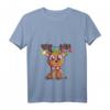 Niedliches Rentier Weihnachts-T-Shirt für Damen, Kinder & Mädchen – Festliches Outfit mit V-Ausschnitt, perfekt für Weihnachten & Familienfotos